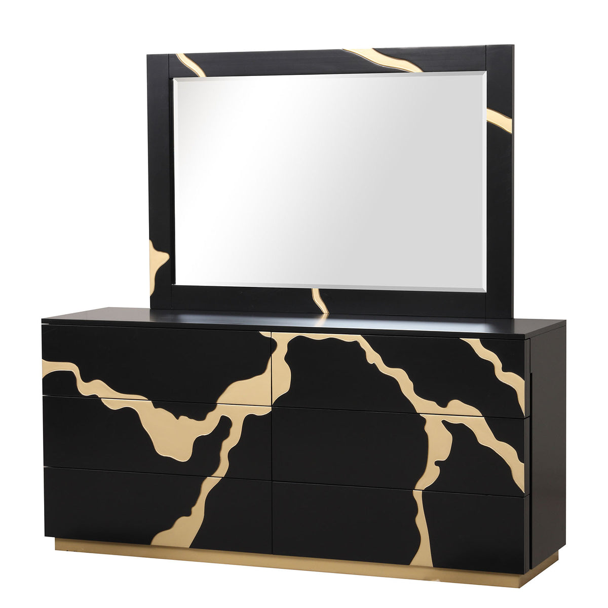 Goldsberg Black/Gold 5 Pc Queen Bedroom Set from Furniture of America - Luna Furniture