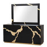Goldsberg Black/Gold 5 Pc Queen Bedroom Set from Furniture of America - Luna Furniture