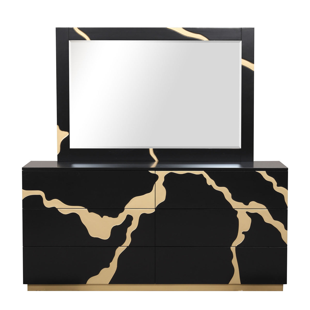 Goldsberg Black/Gold 5 Pc Queen Bedroom Set from Furniture of America - Luna Furniture