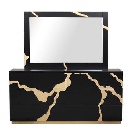 Goldsberg Black/Gold 5-Piece Queen Bedroom Set from Furniture of America - Luna Furniture