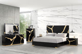 Goldsberg Black/Gold King Panel Bed from Furniture of America - Luna Furniture
