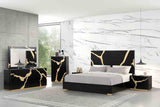 Goldsberg Black/Gold 5 Pc Queen Bedroom Set from Furniture of America - Luna Furniture