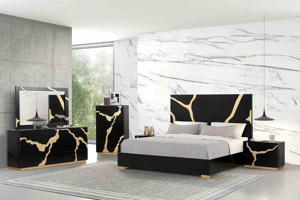 Goldsberg Black/Gold 5-Piece Queen Bedroom Set