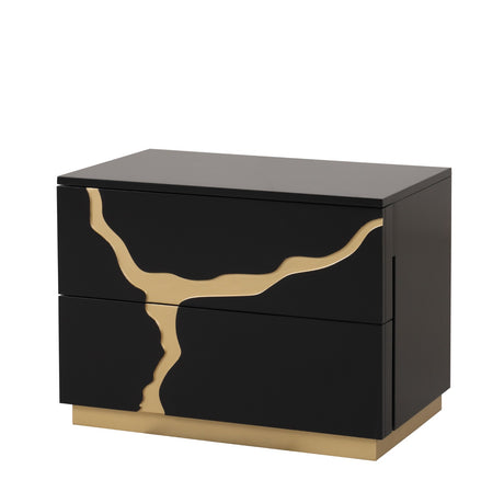 Goldsberg Black/Gold Nightstand from Furniture of America - Luna Furniture