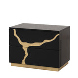 Goldsberg Black/Gold 5 Pc Queen Bedroom Set from Furniture of America - Luna Furniture