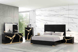 Goldsberg Black/Gold 5 Pc Queen Bedroom Set from Furniture of America - Luna Furniture