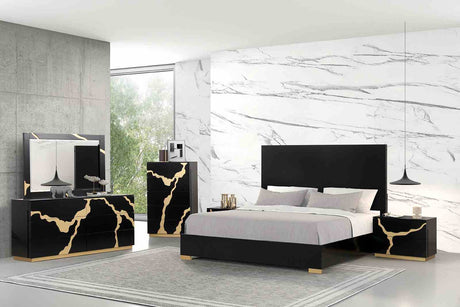 Goldsberg Black/Gold 5-Piece Queen Bedroom Set from Furniture of America - Luna Furniture