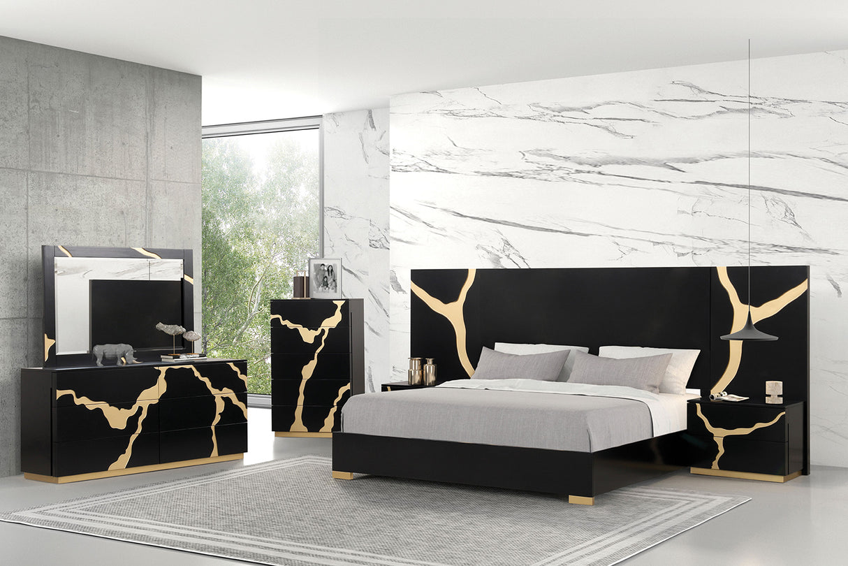 Goldsberg Black/Gold Queen Wall Bed from Furniture of America - Luna Furniture