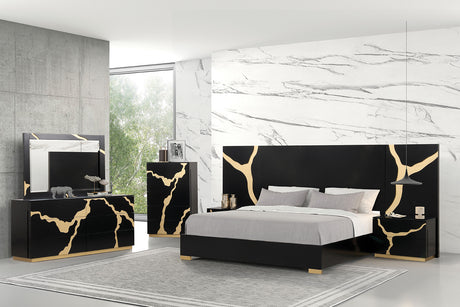 Goldsberg Black/Gold Queen Wall Bed from Furniture of America - Luna Furniture