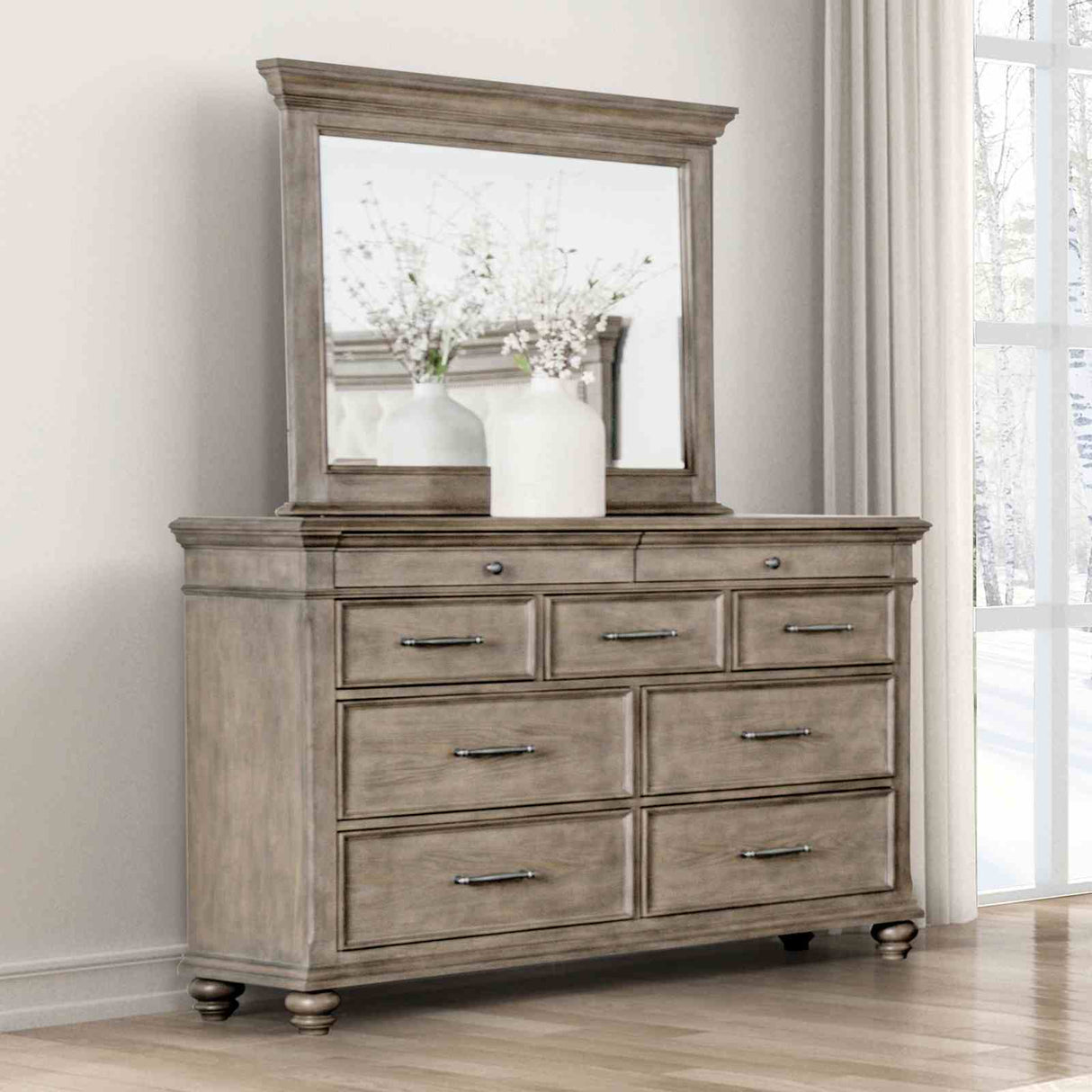 Furniture of America Philomath Aged Oak Dresser
