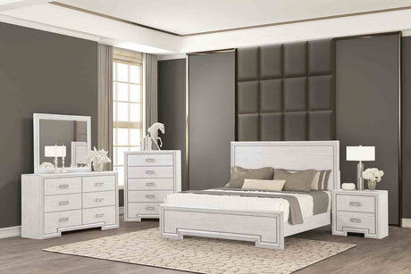 Basilone Rustic White King Bed from Furniture of America - Luna Furniture