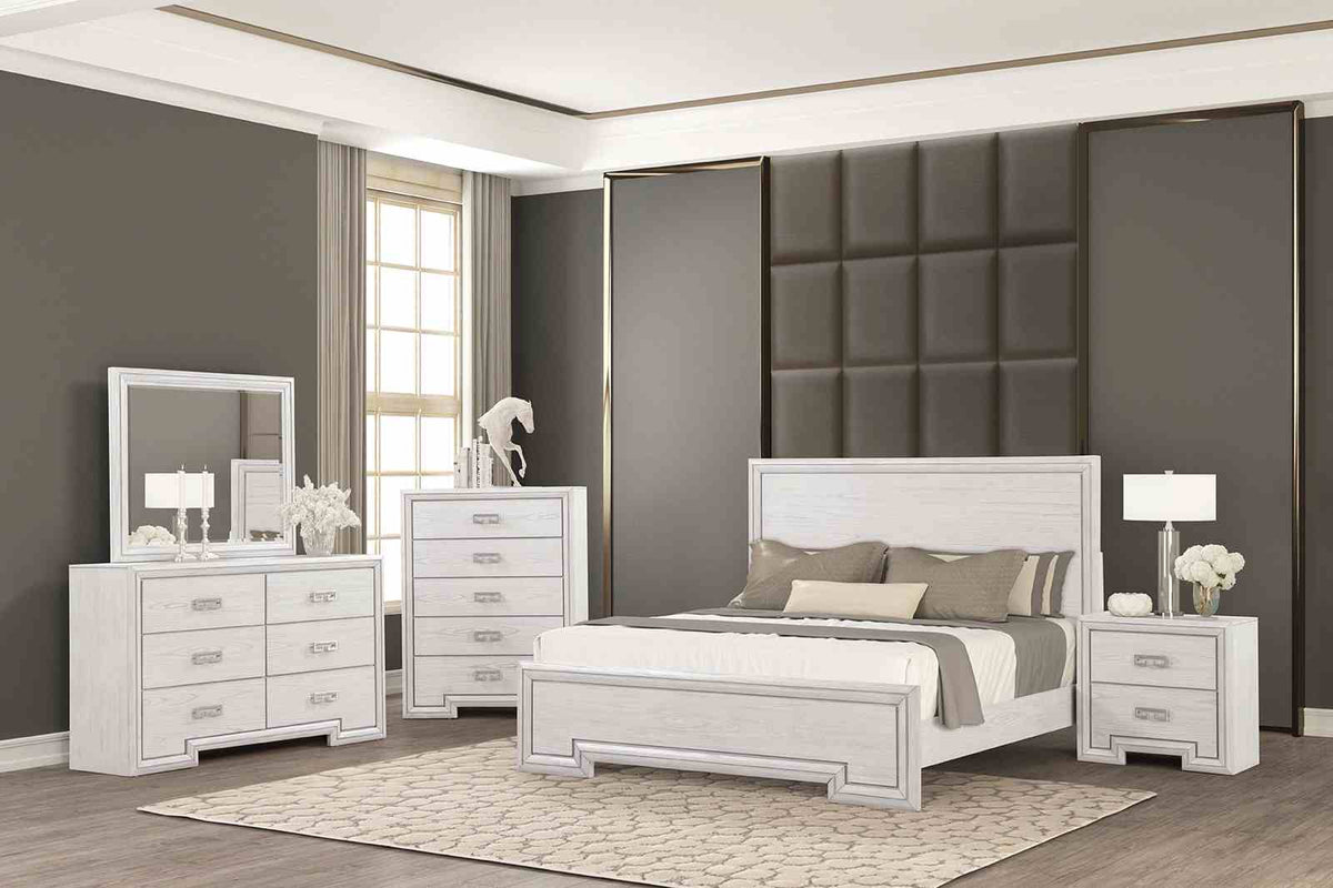 Basilone Rustic White 5 Pc Queen Bedroom Set from Furniture of America - Luna Furniture