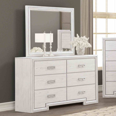Basilone Rustic White 5-Piece Queen Bedroom Set from Furniture of America - Luna Furniture