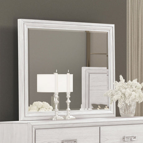 Basilone Rustic White Mirror (Mirror Only) from Furniture of America - Luna Furniture