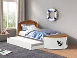 Poseidon White/Oak Twin Captain Bed from Furniture of America - Luna Furniture