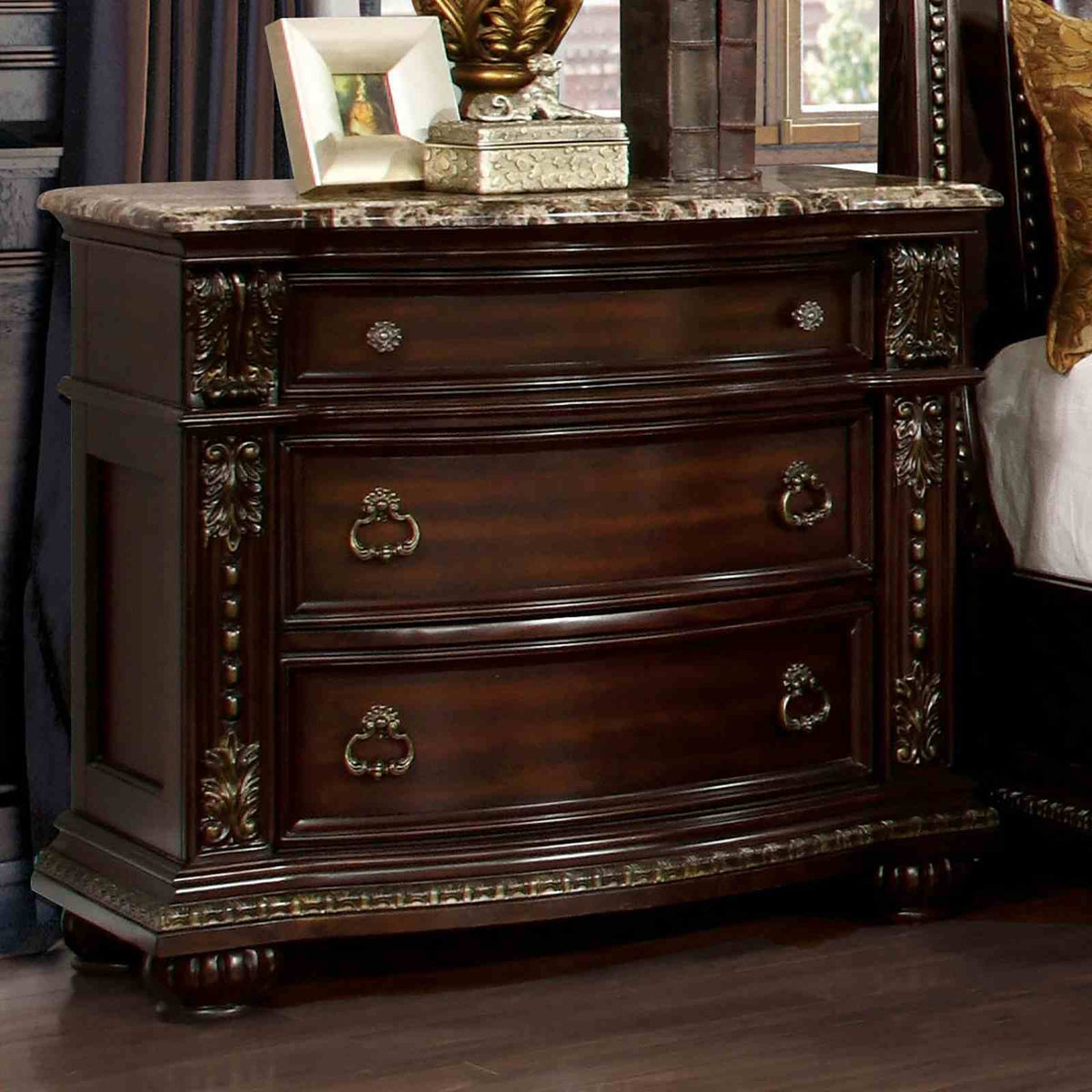 Fromberg Brown Cherry 5 Pc Queen Bedroom Set from Furniture of America - Luna Furniture