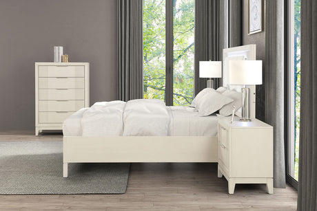 Isadore Antique White LED Queen Panel Bed from Furniture of America - Luna Furniture