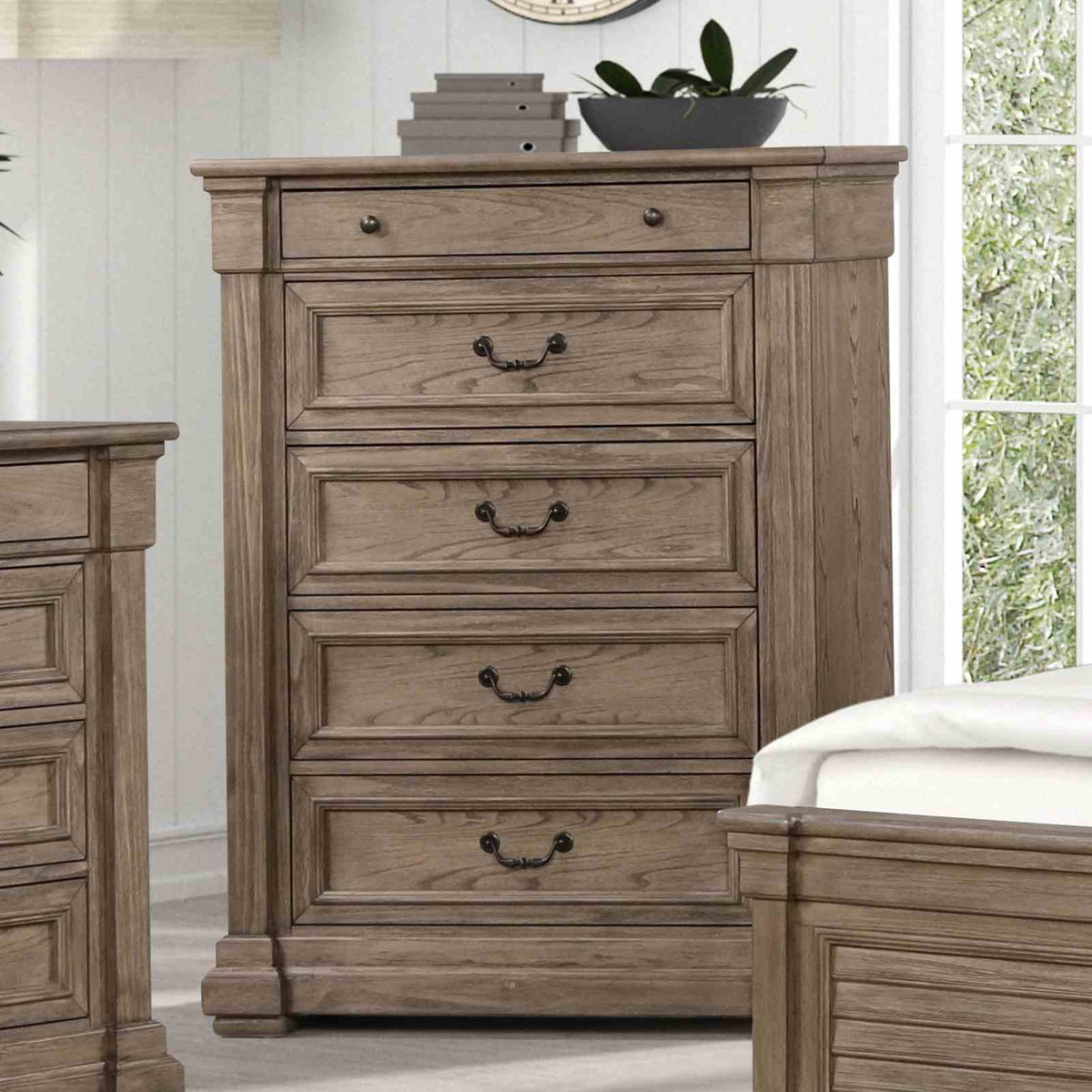 Sheringham Weathered Gray 5 Pc Queen Bedroom Set from Furniture of America - Luna Furniture