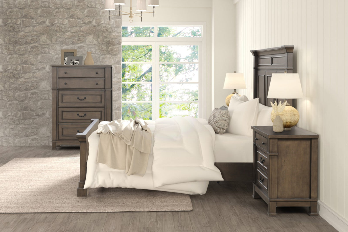 Huddersfield Dark Walnut King Panel Bed from Furniture of America - Luna Furniture