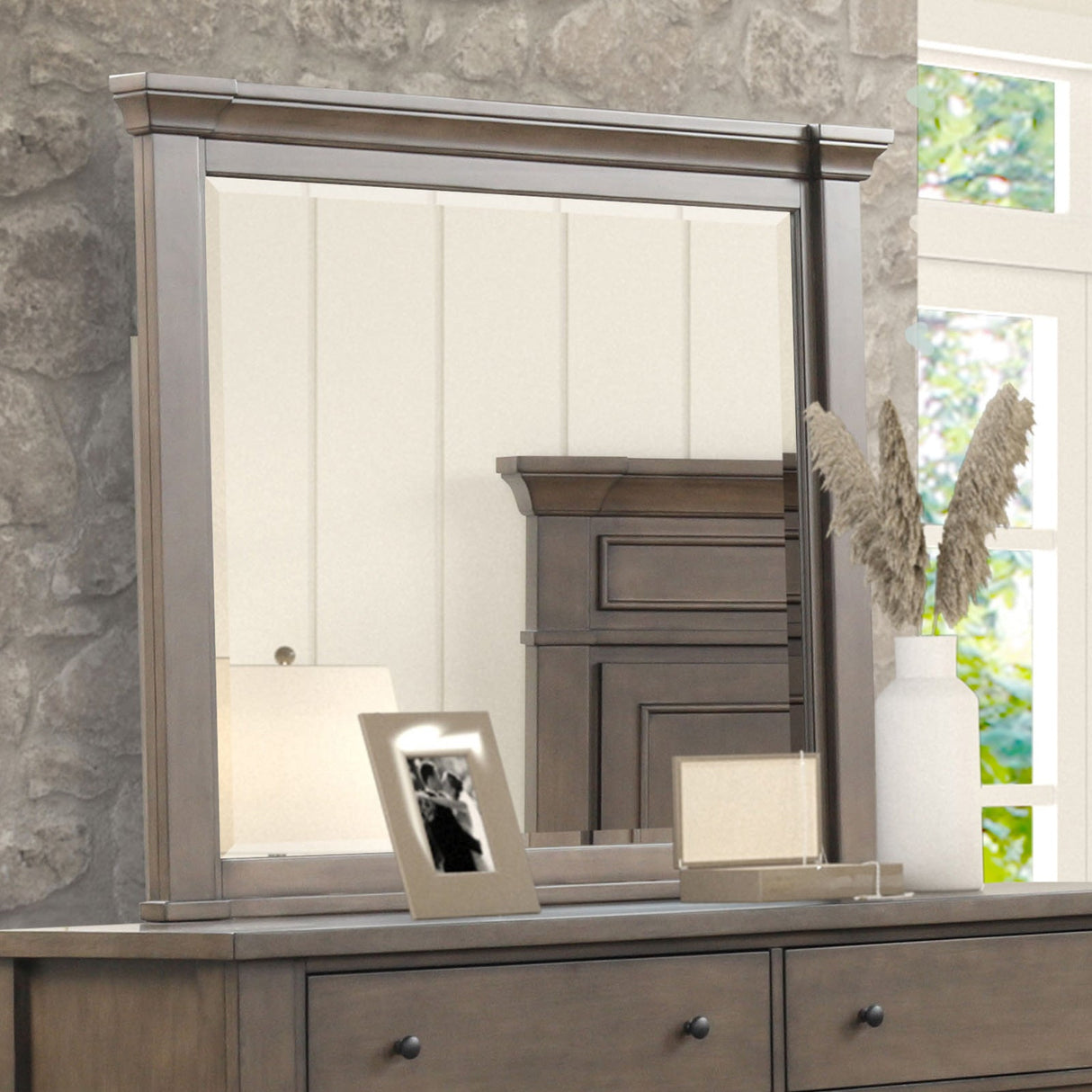 Huddersfield Dark Walnut Mirror (Mirror Only) from Furniture of America - Luna Furniture