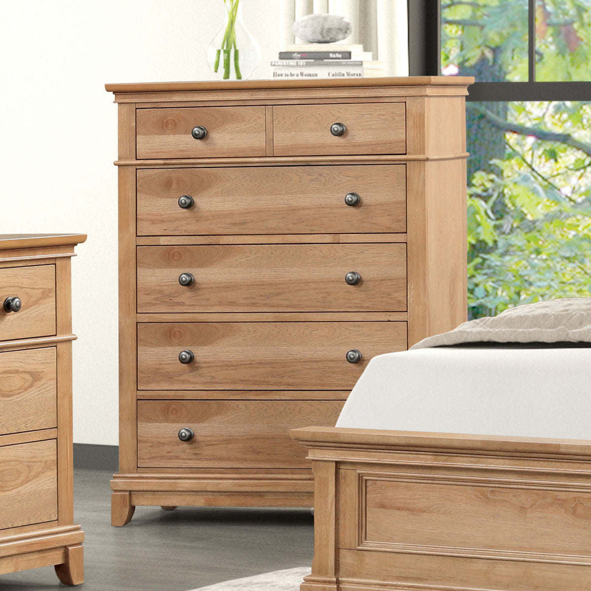 McHenry Natural Oak 5 Pc Queen Bedroom Set from Furniture of America - Luna Furniture
