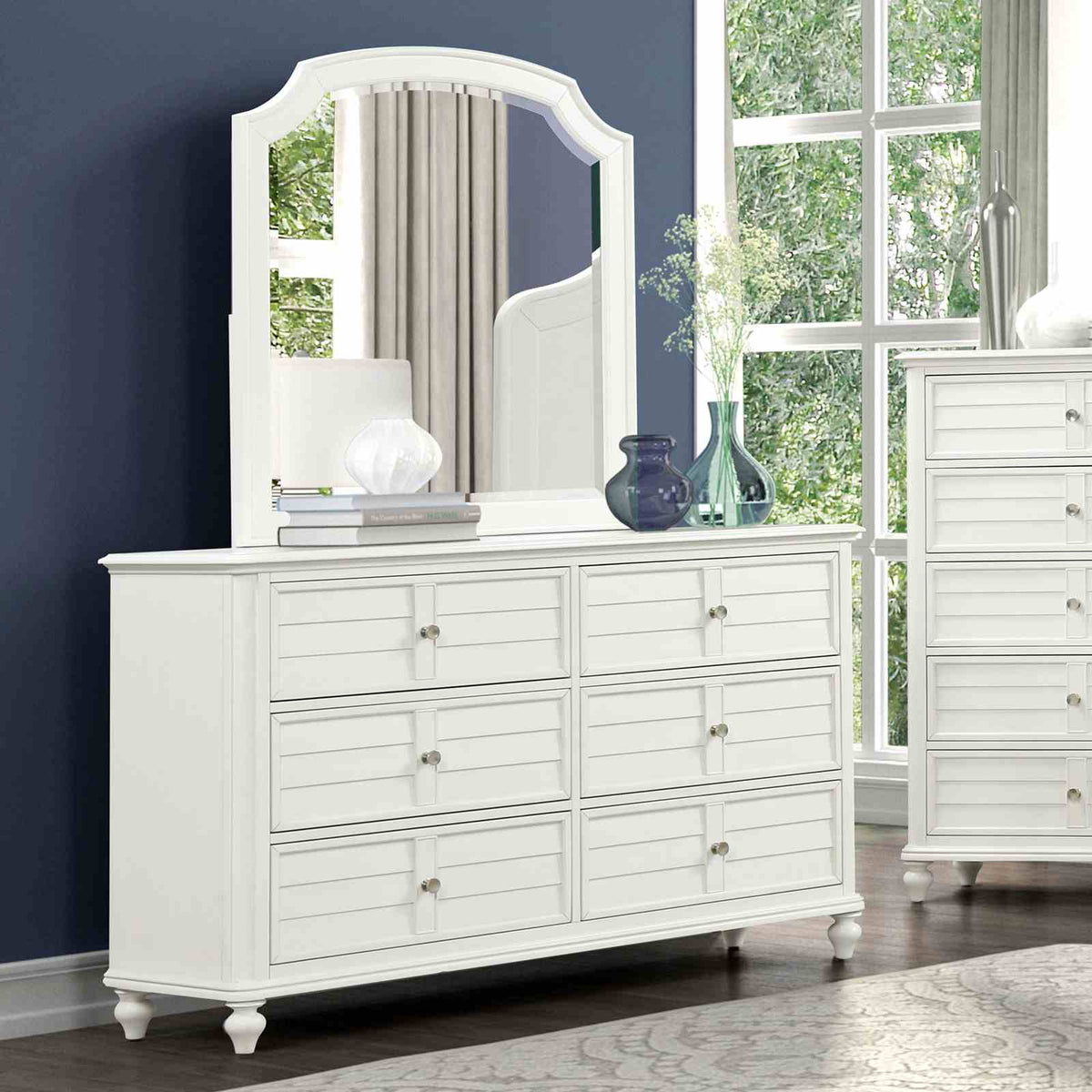 Whitehaven Antique White 5 Pc Queen Bedroom Set from Furniture of America - Luna Furniture