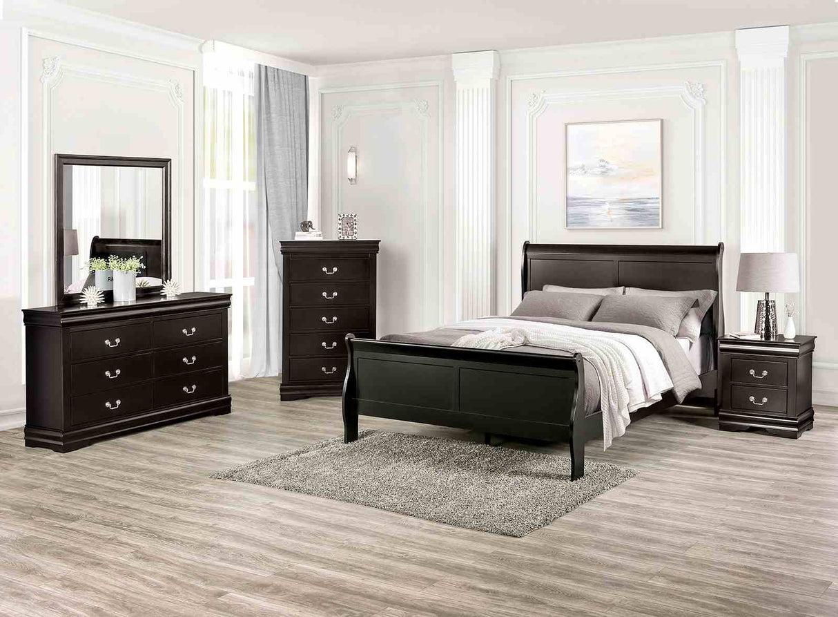 Louis Philippe Black Queen Bed from Furniture of America - Luna Furniture