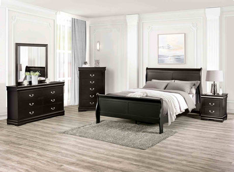 Louis Philippe Black Queen Bed from Furniture of America - Luna Furniture