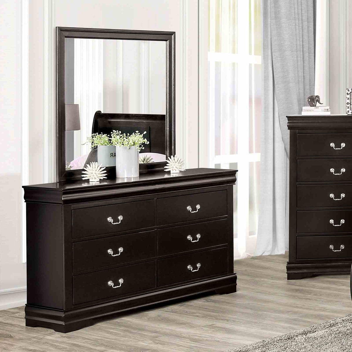 Louis Philippe Dark Cherry 5 Pc Queen Bedroom Set from Furniture of America - Luna Furniture