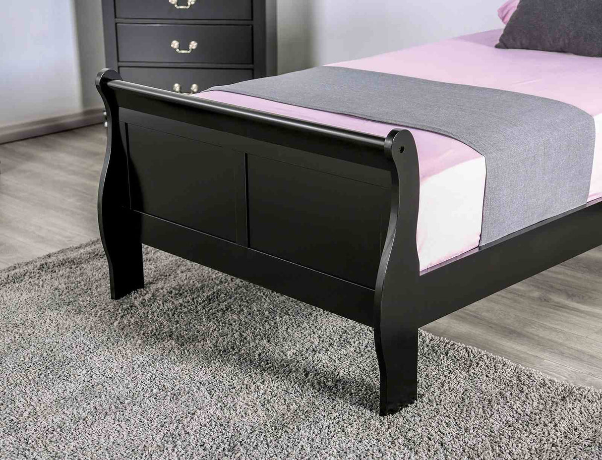 Louis Philippe Black Queen Bed from Furniture of America - Luna Furniture