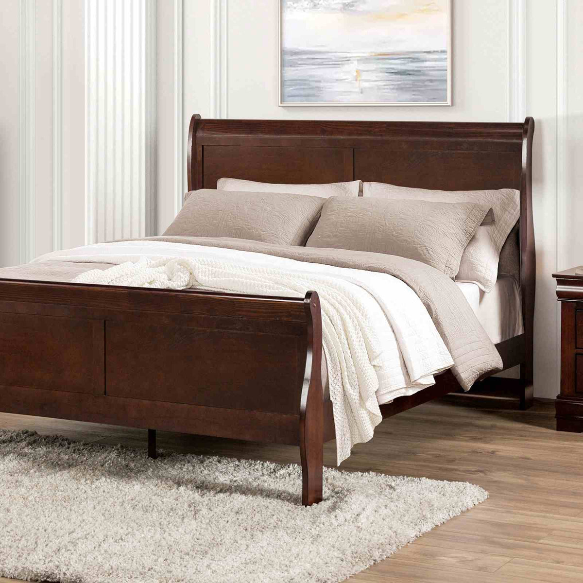 Louis Philippe Dark Cherry 5 Pc Queen Bedroom Set from Furniture of America - Luna Furniture