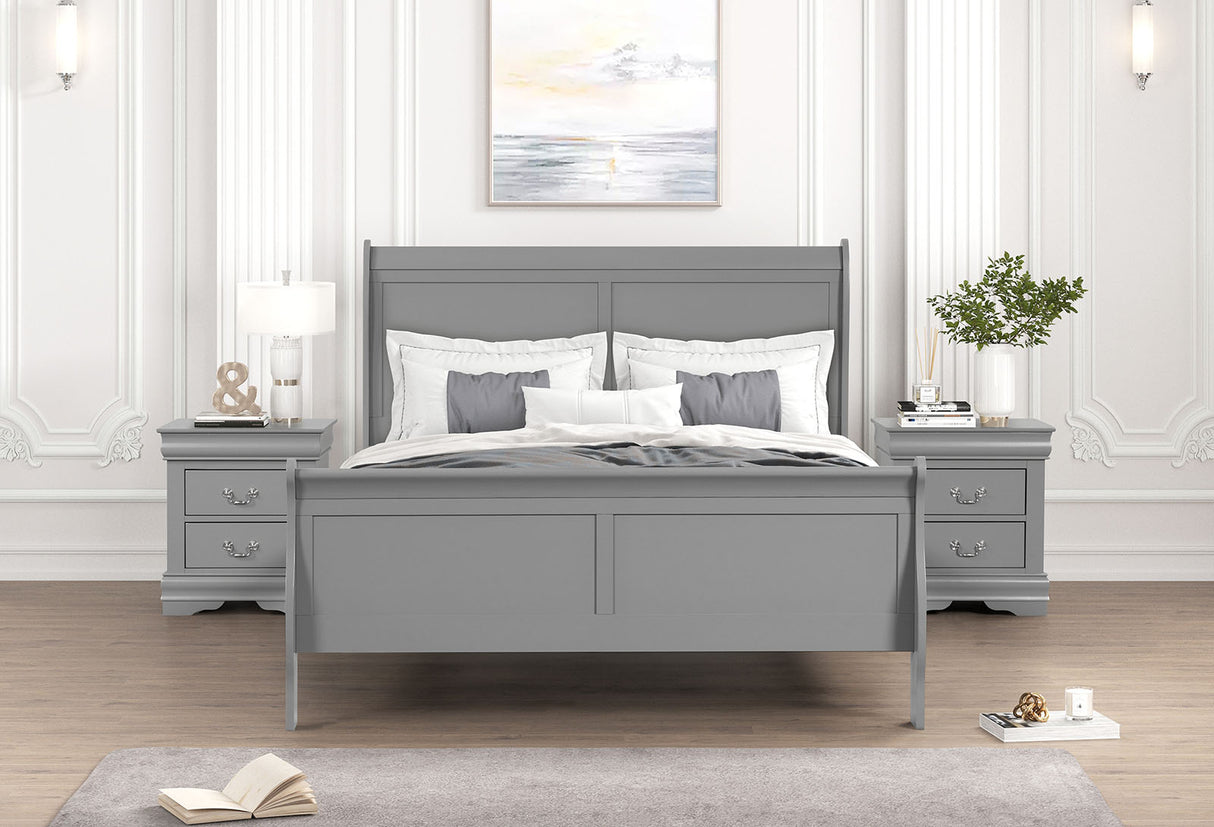 Louis Philippe Gray Queen Bed from Furniture of America - Luna Furniture