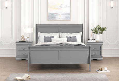 Louis Philippe Gray Queen Bed from Furniture of America - Luna Furniture