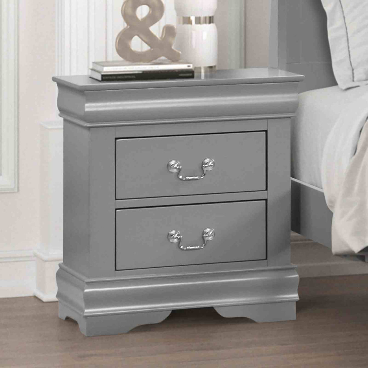 Louis Philippe Gray Night Stand from Furniture of America - Luna Furniture