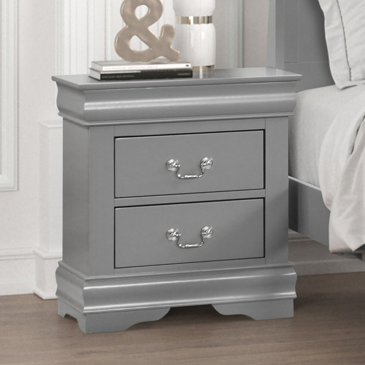 Louis Philippe Gray Night Stand from Furniture of America - Luna Furniture