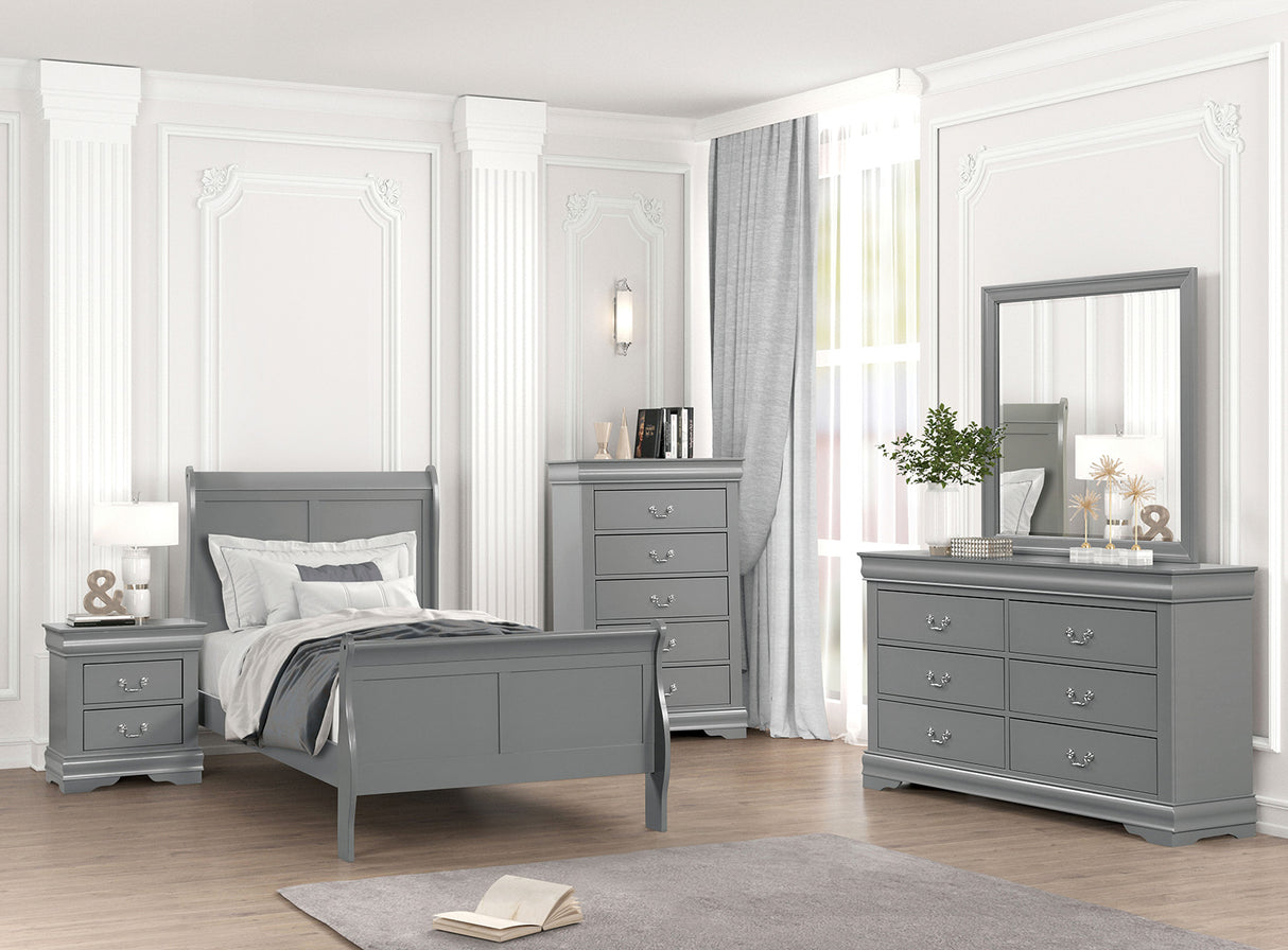 Louis Philippe Gray Twin Bed from Furniture of America - Luna Furniture