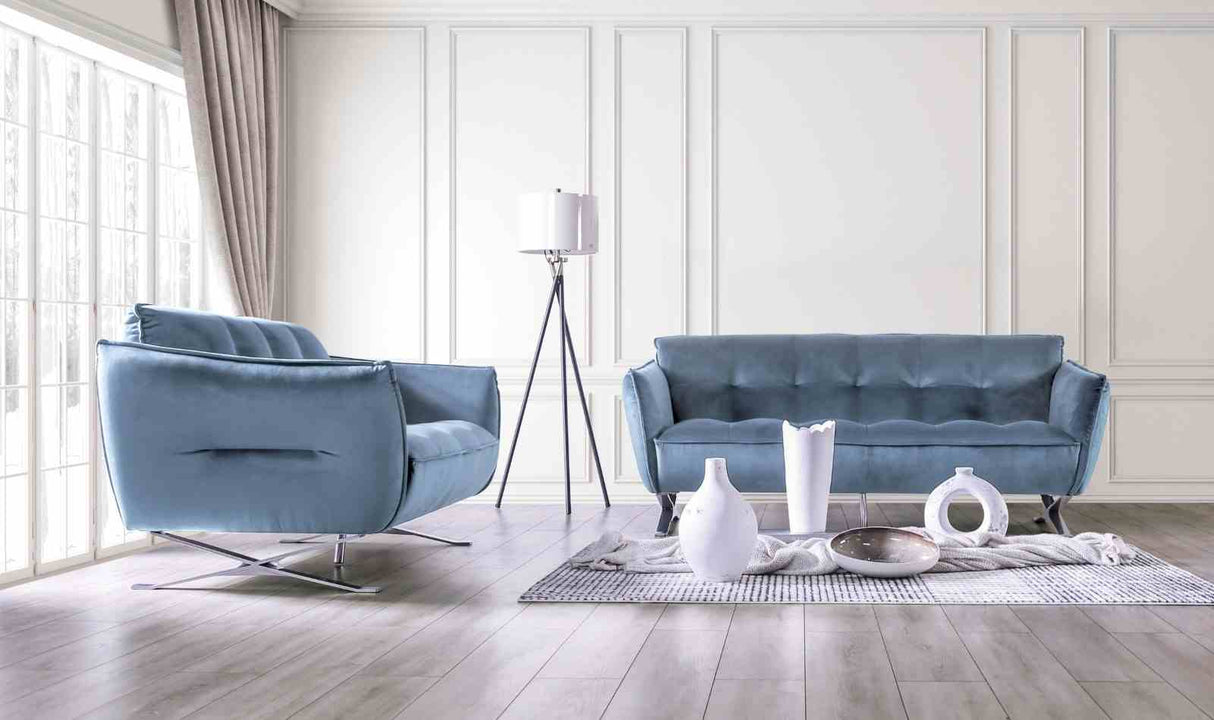 Civellutino Light Blue Sofa from Furniture of America - Luna Furniture