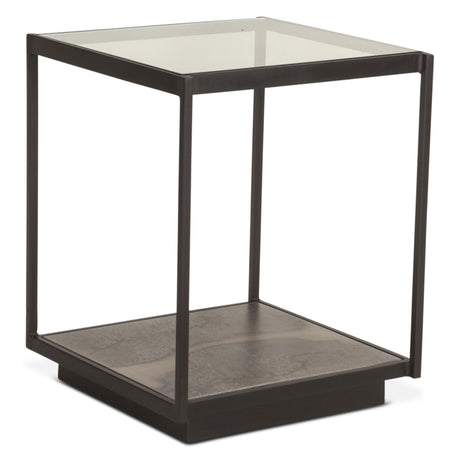 Moab 18" Side Table with Glass Top in Oxidized Black from Home Trends & Design - Luna Furniture