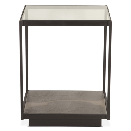 Moab 18" Side Table with Glass Top in Oxidized Black from Home Trends & Design - Luna Furniture