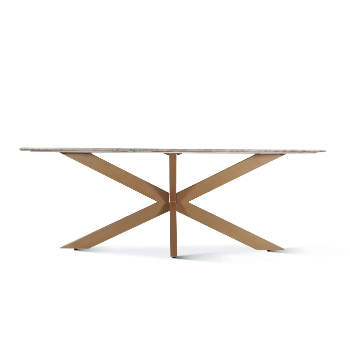Malibu 70" Oval Dining Table in Sawar Marble with Antique Gold Base from Home Trends & Design - Luna Furniture