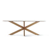 Malibu 70" Oval Dining Table in Sawar Marble with Antique Gold Base from Home Trends & Design - Luna Furniture