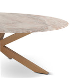 Malibu 70" Oval Dining Table in Sawar Marble with Antique Gold Base from Home Trends & Design - Luna Furniture