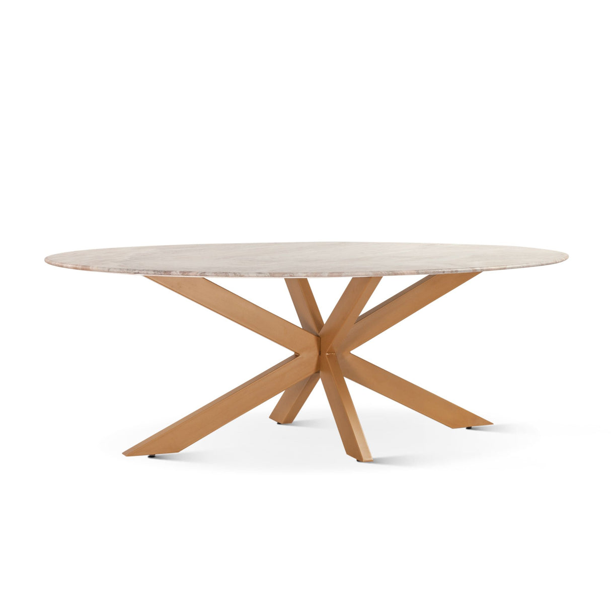 Malibu 90" Oval Dining Table in Sawar Marble with Antique Gold Base from Home Trends & Design - Luna Furniture