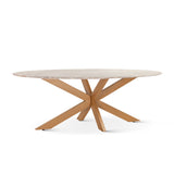 Malibu 90" Oval Dining Table in Sawar Marble with Antique Gold Base from Home Trends & Design - Luna Furniture