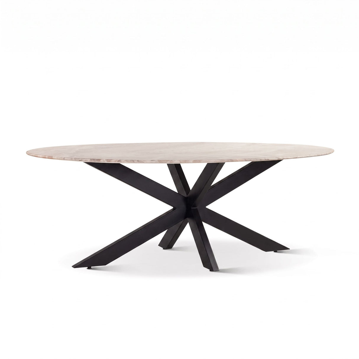 Malibu 90" Oval Dining Table in Sawar Marble with Black Base from Home Trends & Design - Luna Furniture