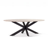 Malibu 90" Oval Dining Table in Sawar Marble with Black Base from Home Trends & Design - Luna Furniture
