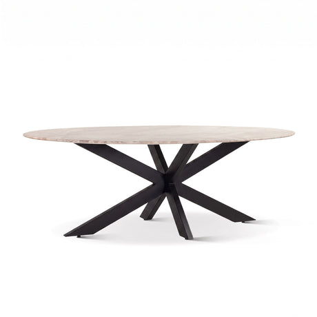 Malibu 90" Oval Dining Table in Sawar Marble with Black Base from Home Trends & Design - Luna Furniture