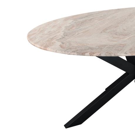 Malibu 90" Oval Dining Table in Sawar Marble with Black Base from Home Trends & Design - Luna Furniture