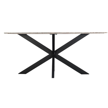 Malibu 90" Oval Dining Table in Sawar Marble with Black Base from Home Trends & Design - Luna Furniture