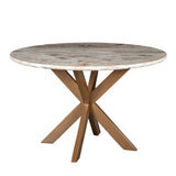 Malibu Antique Gold Sawar Marble Top Round Table from Home Trends & Design - Luna Furniture